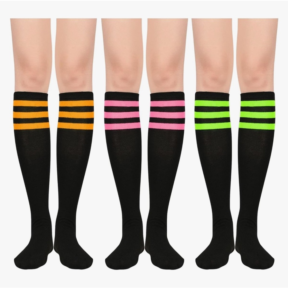 NEW - Colorful Striped Knee-High Socks pack of‎ 3 One size